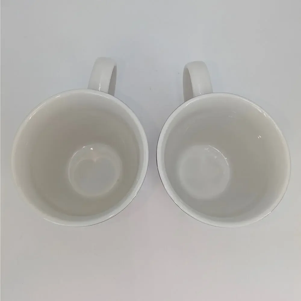 West Elm Ceramic Mug Set Abstract Brushstroke Teal Pink Gold Coffee Tea Cup